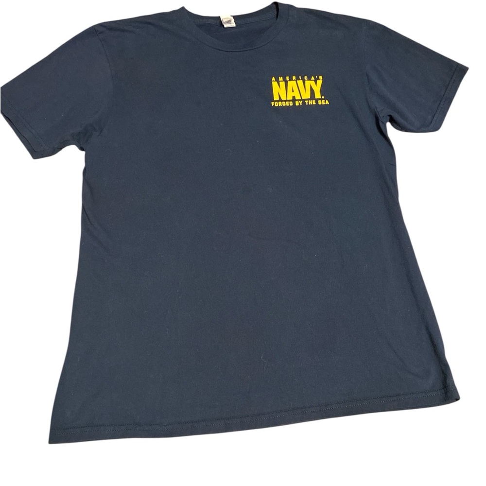 United States NAVY Navy Blue Short Sleeve Tee with Yellow Print